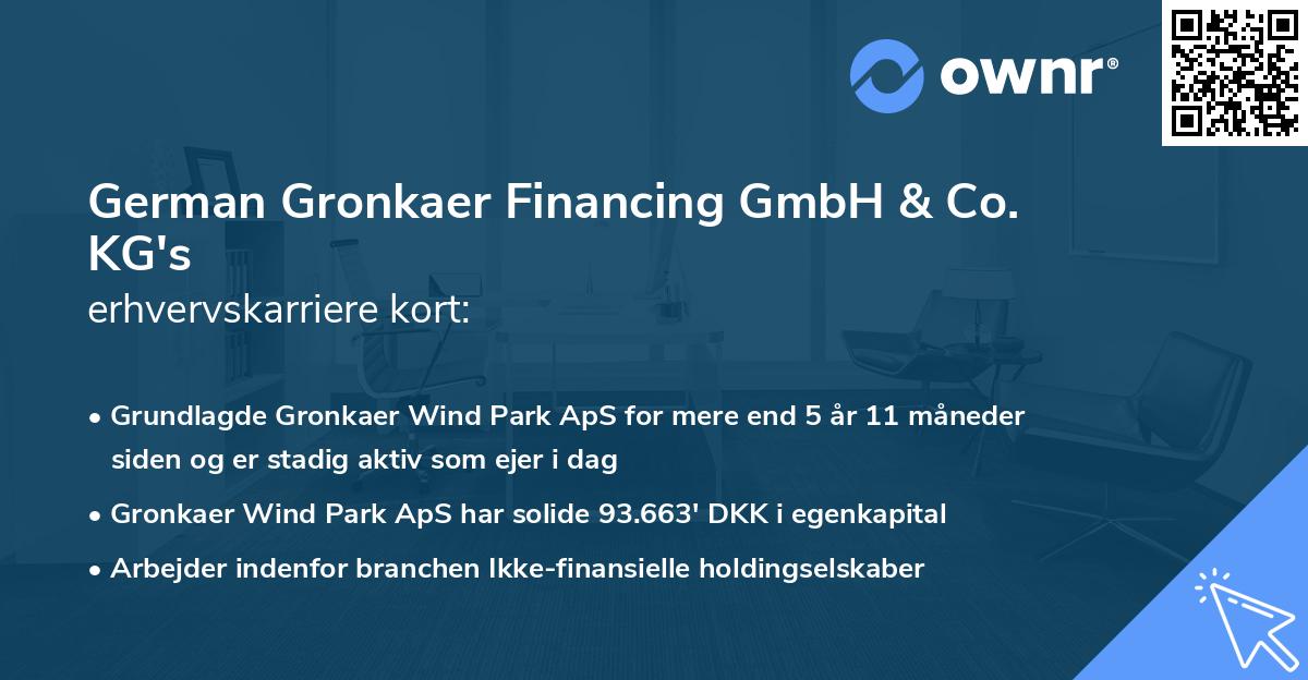 German Gronkaer Financing GmbH & Co. KG's erhvervskarriere kort