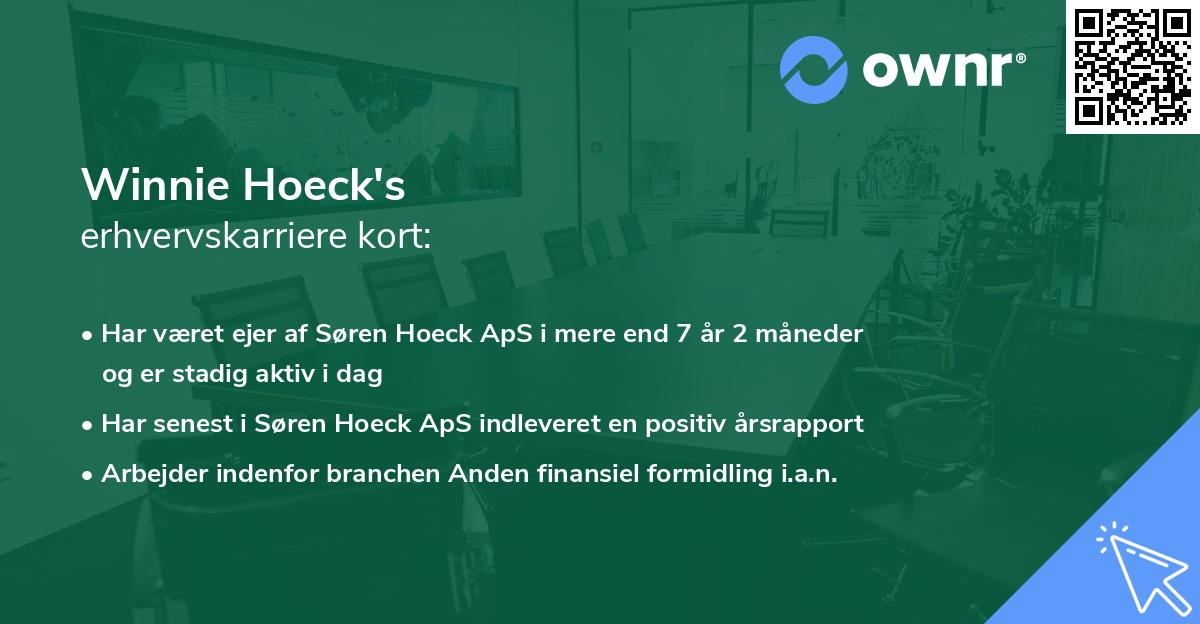 Winnie Hoeck's erhvervskarriere kort