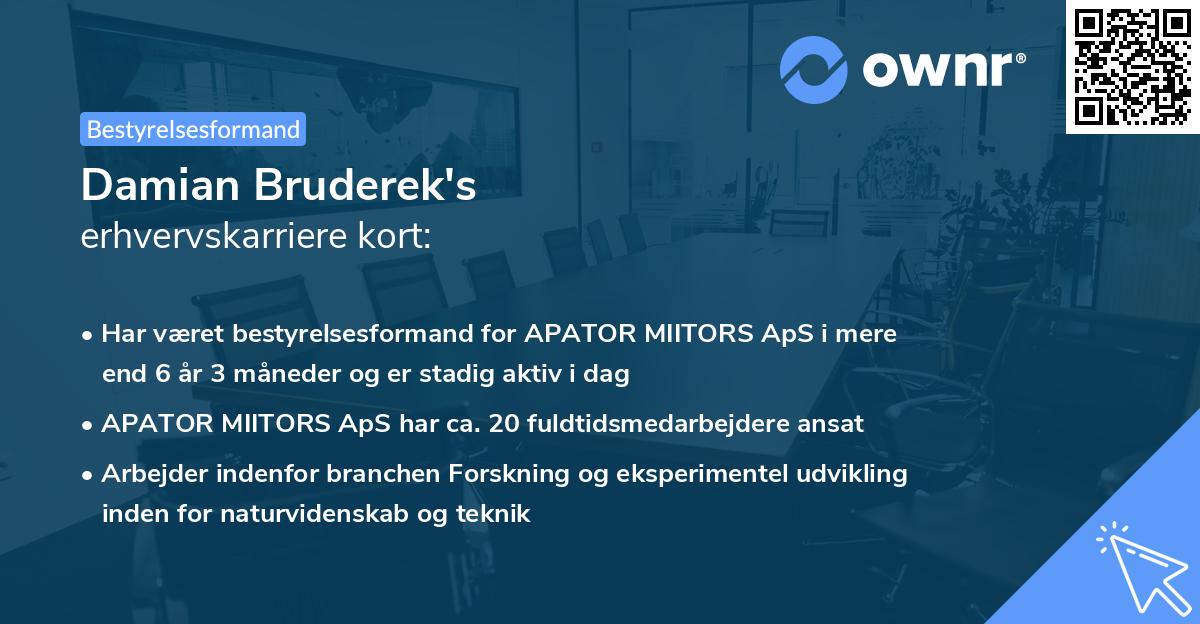 Damian Bruderek's erhvervskarriere kort