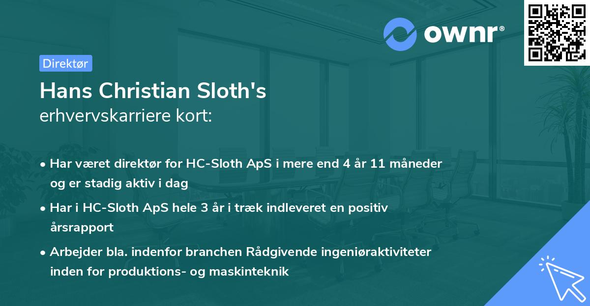 Hans Christian Sloth's erhvervskarriere kort