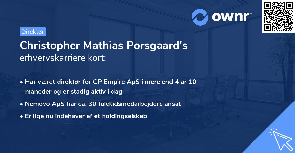 Christopher Mathias Porsgaard's erhvervskarriere kort