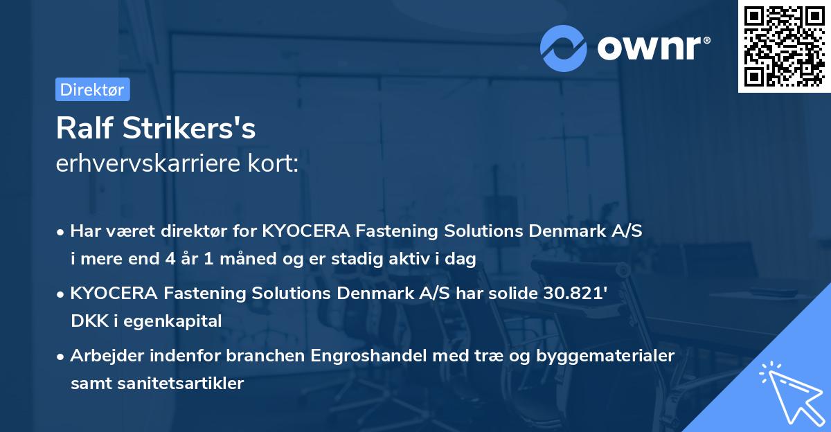 Ralf Strikers's erhvervskarriere kort