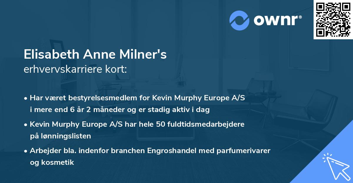 Elisabeth Anne Milner's erhvervskarriere kort