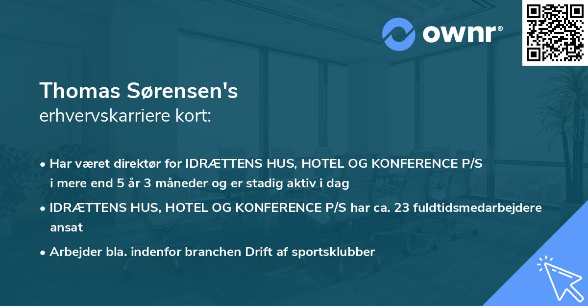 Thomas Sørensen's erhvervskarriere kort