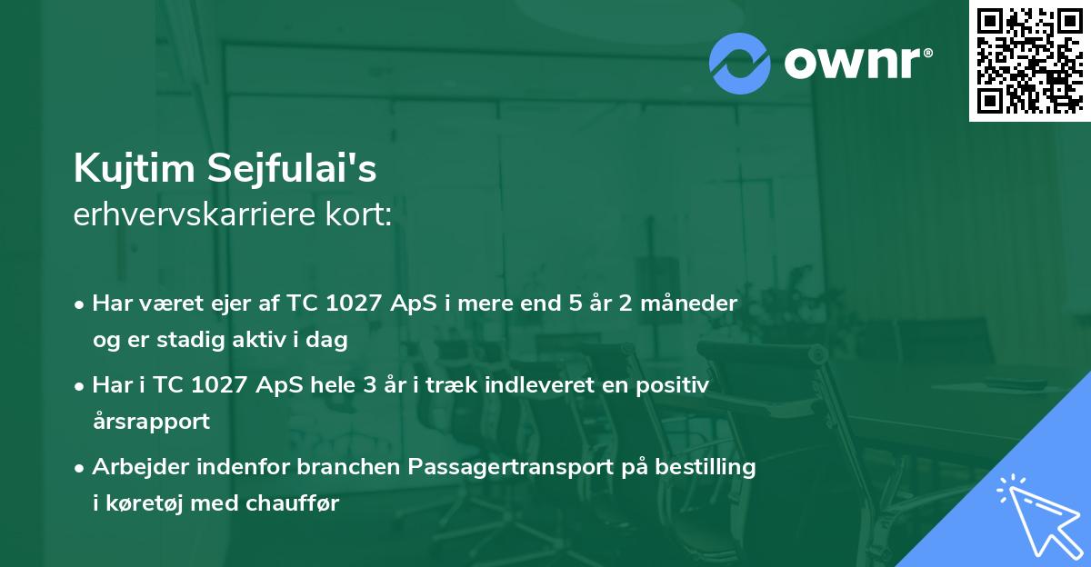 Kujtim Sejfulai's erhvervskarriere kort