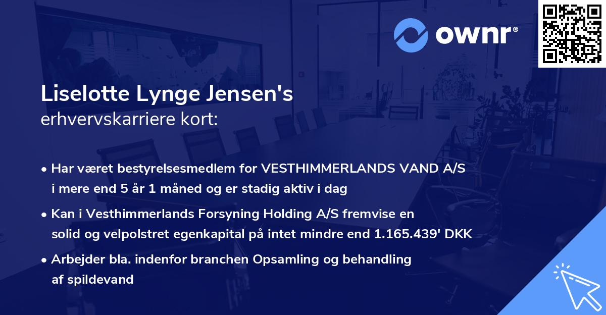 Liselotte Lynge Jensen's erhvervskarriere kort