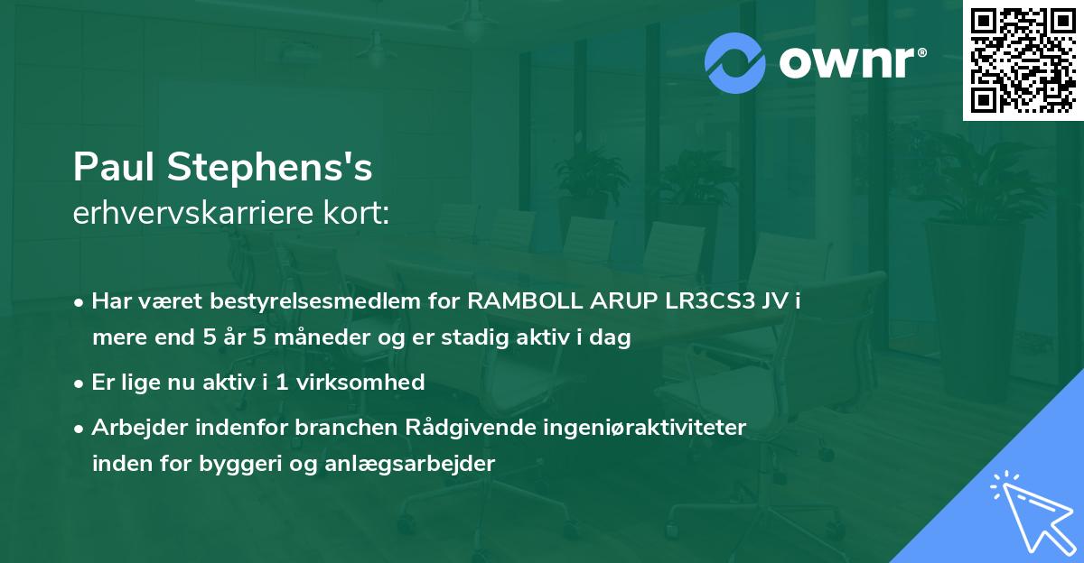 Paul Stephens's erhvervskarriere kort