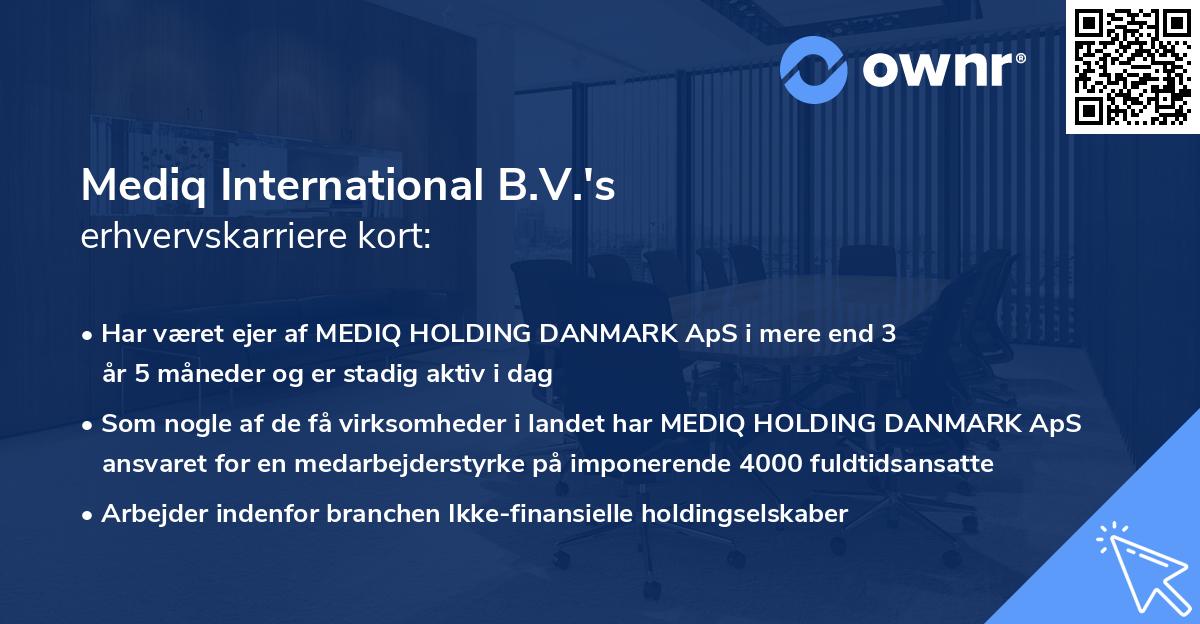 Mediq International B.V.'s erhvervskarriere kort