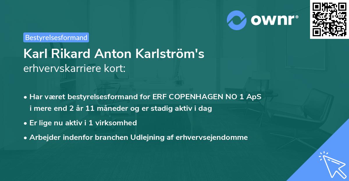 Karl Rikard Anton Karlström's erhvervskarriere kort