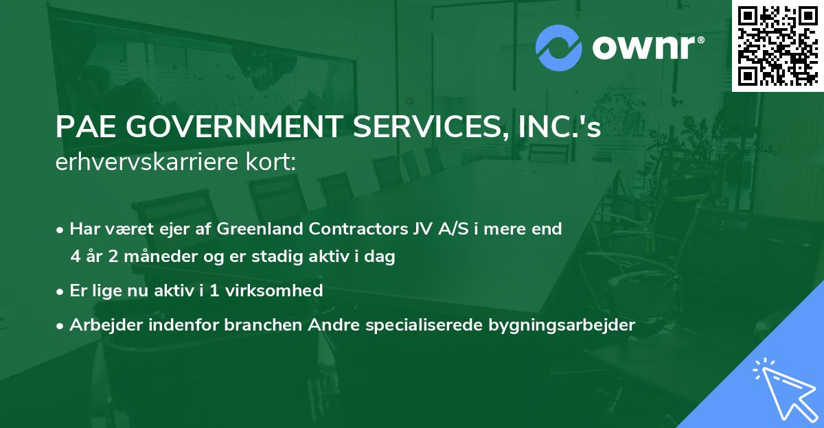 PAE GOVERNMENT SERVICES, INC.'s erhvervskarriere kort