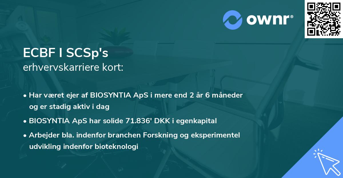 ECBF I SCSp's erhvervskarriere kort