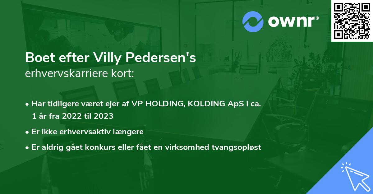 Boet efter Villy Pedersen's erhvervskarriere kort
