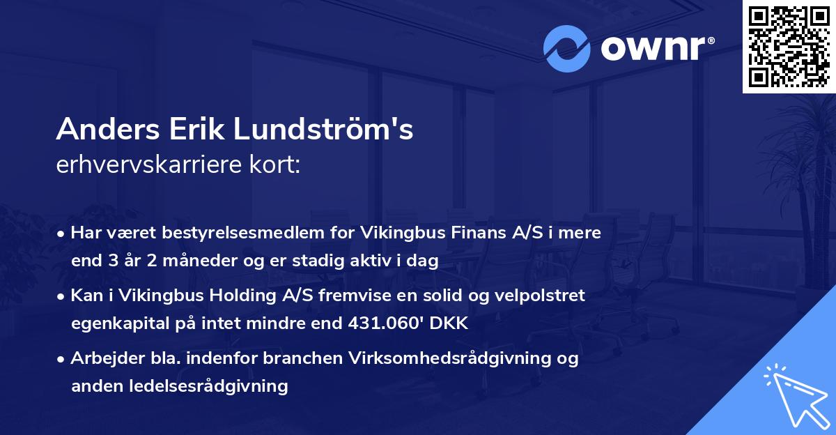 Anders Erik Lundström's erhvervskarriere kort