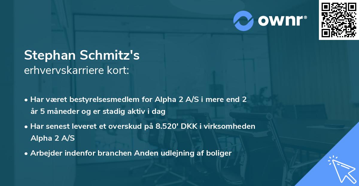 Stephan Schmitz's erhvervskarriere kort
