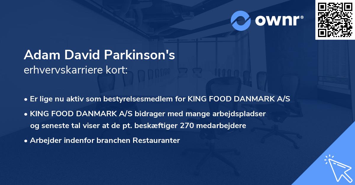 Adam David Parkinson's erhvervskarriere kort