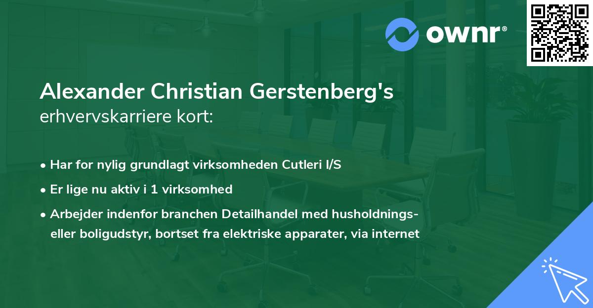 Alexander Christian Gerstenberg's erhvervskarriere kort