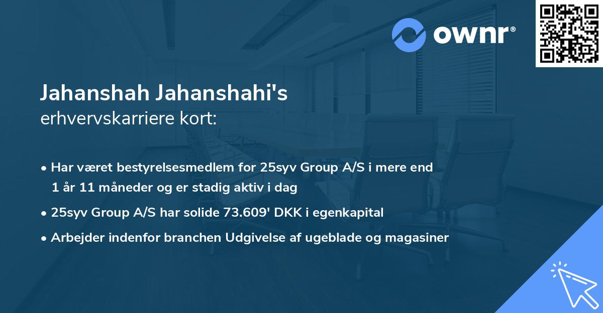 Jahanshah Jahanshahi's erhvervskarriere kort