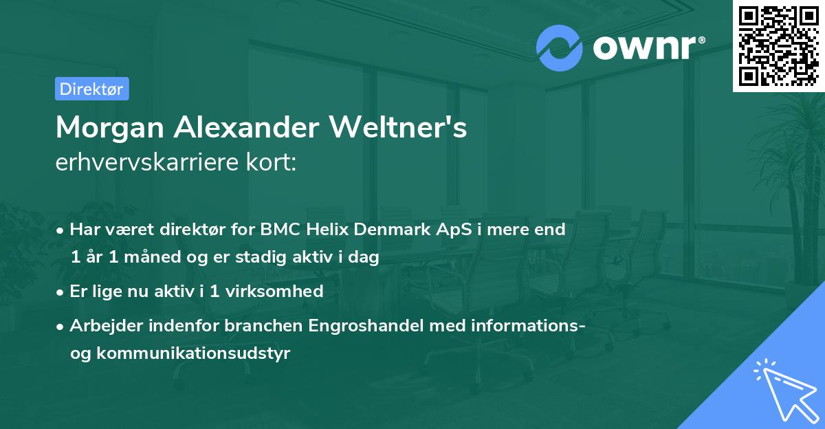 Morgan Alexander Weltner's erhvervskarriere kort