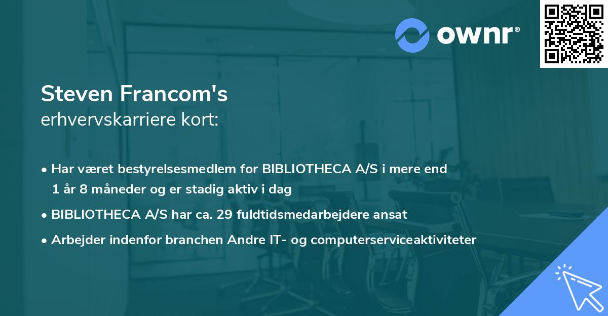 Steven Francom's erhvervskarriere kort