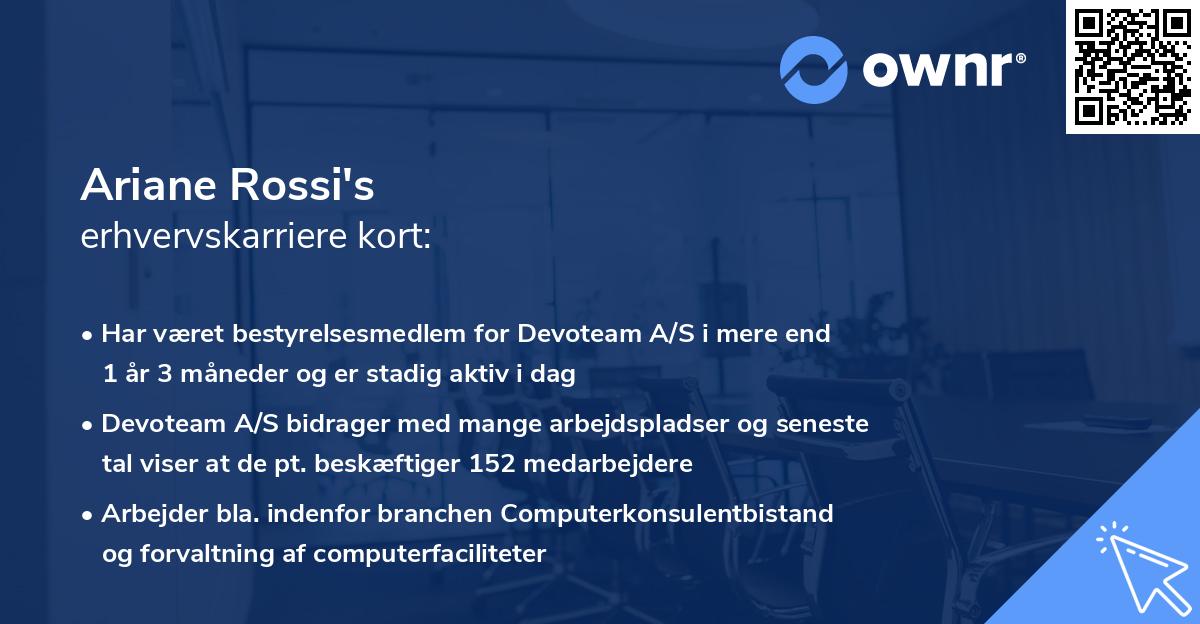 Ariane Rossi's erhvervskarriere kort