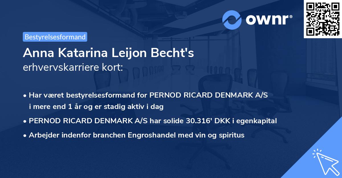Anna Katarina Leijon Becht's erhvervskarriere kort