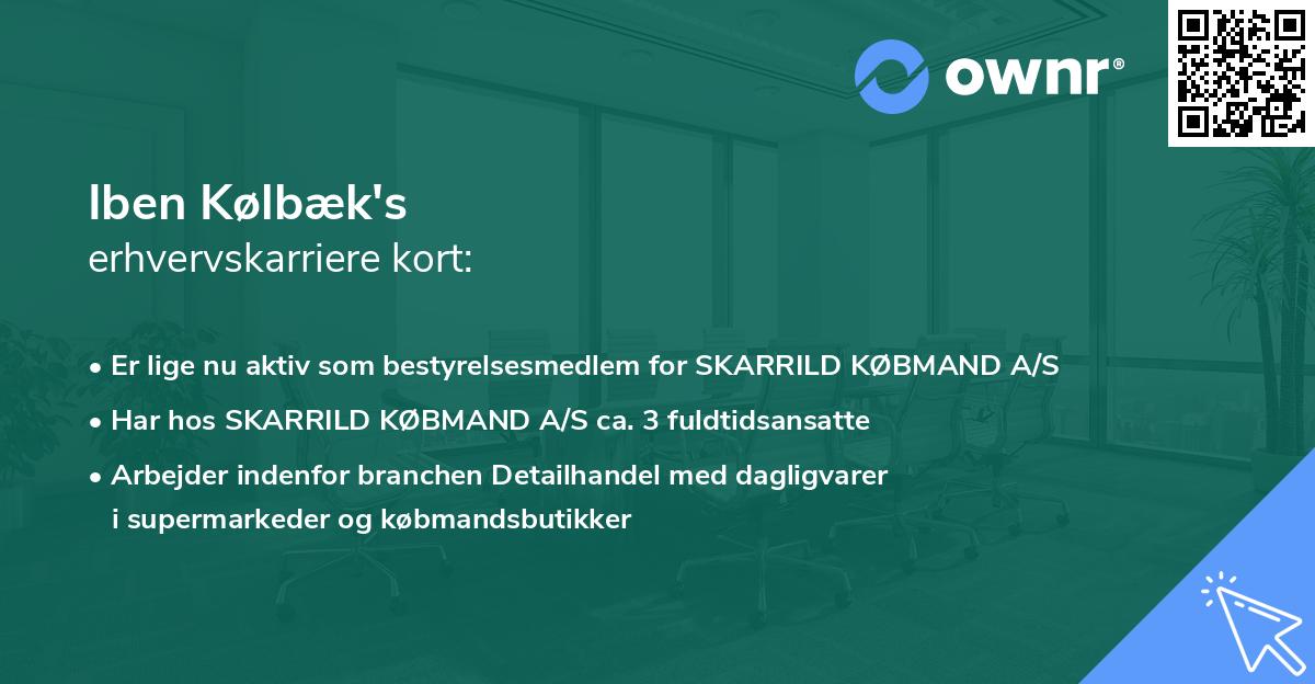 Iben Kølbæk's erhvervskarriere kort