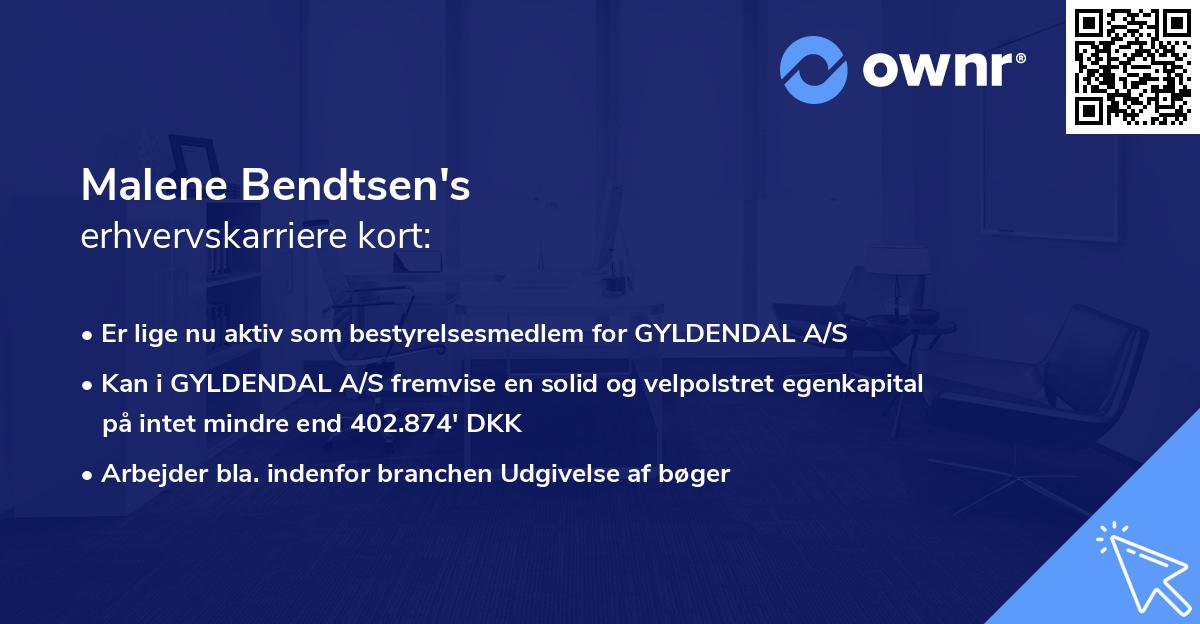 Malene Bendtsen's erhvervskarriere kort