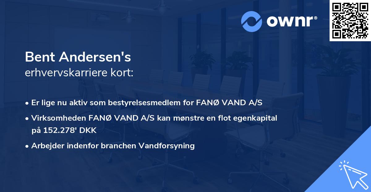 Bent Andersen's erhvervskarriere kort