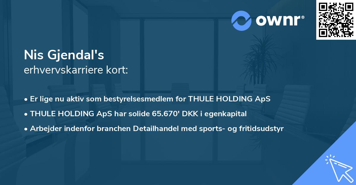 Nis Gjendal's erhvervskarriere kort