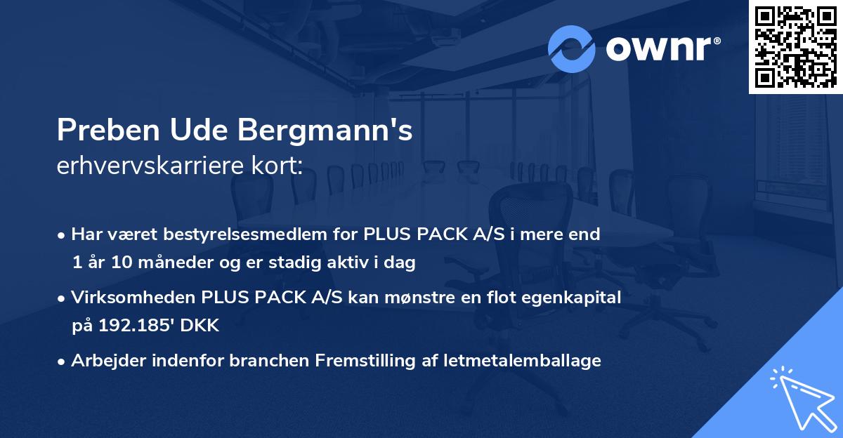 Preben Ude Bergmann's erhvervskarriere kort