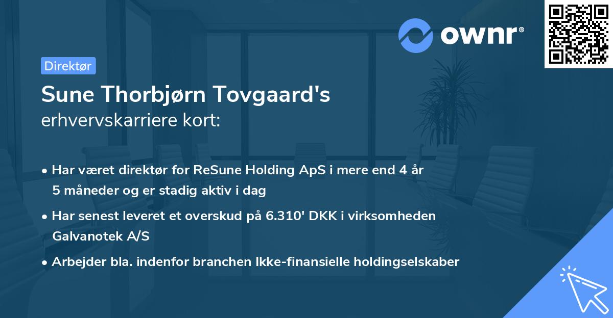 Sune Thorbjørn Tovgaard's erhvervskarriere kort
