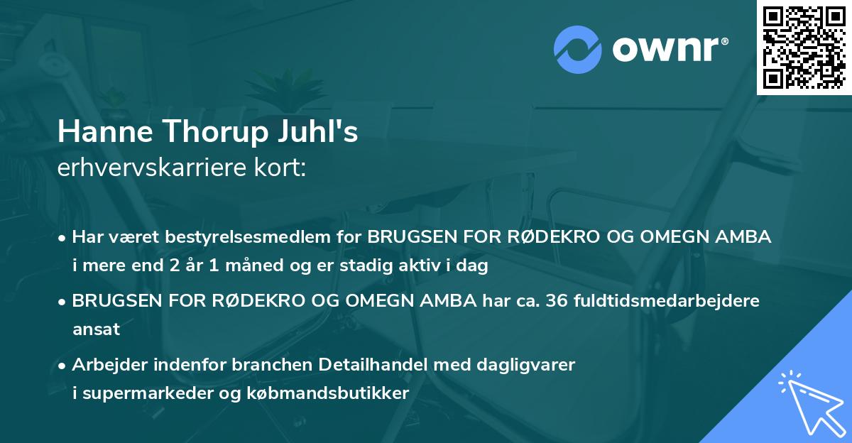 Hanne Thorup Juhl's erhvervskarriere kort