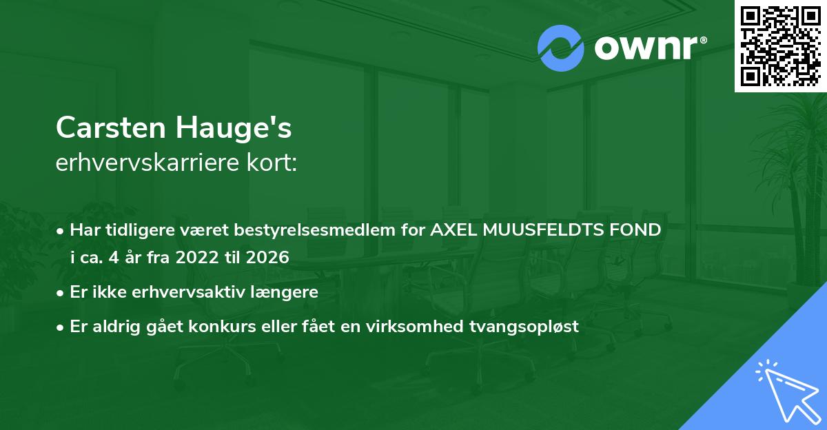Carsten Hauge's erhvervskarriere kort