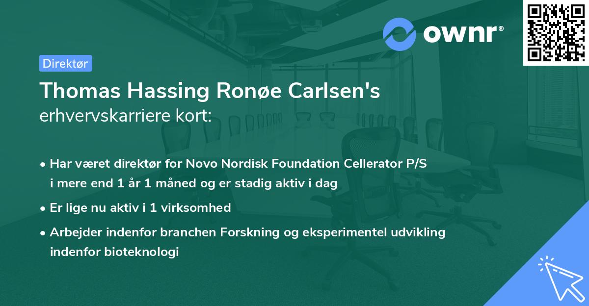 Thomas Hassing Ronøe Carlsen's erhvervskarriere kort