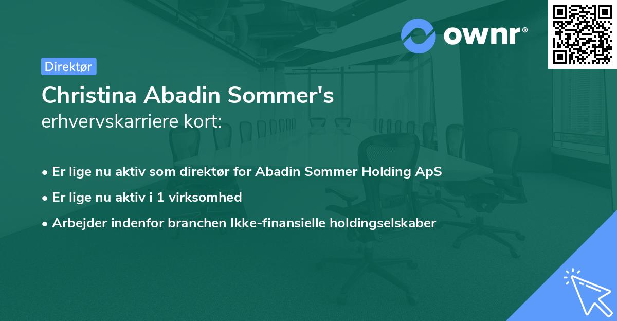 Christina Abadin Sommer's erhvervskarriere kort
