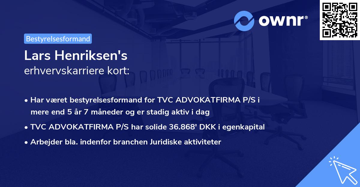 Lars Henriksen's erhvervskarriere kort