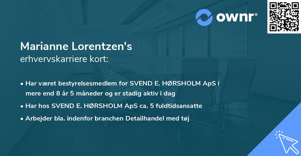 Marianne Lorentzen's erhvervskarriere kort