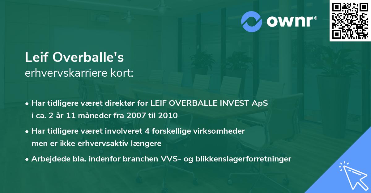 Leif Overballe's erhvervskarriere kort