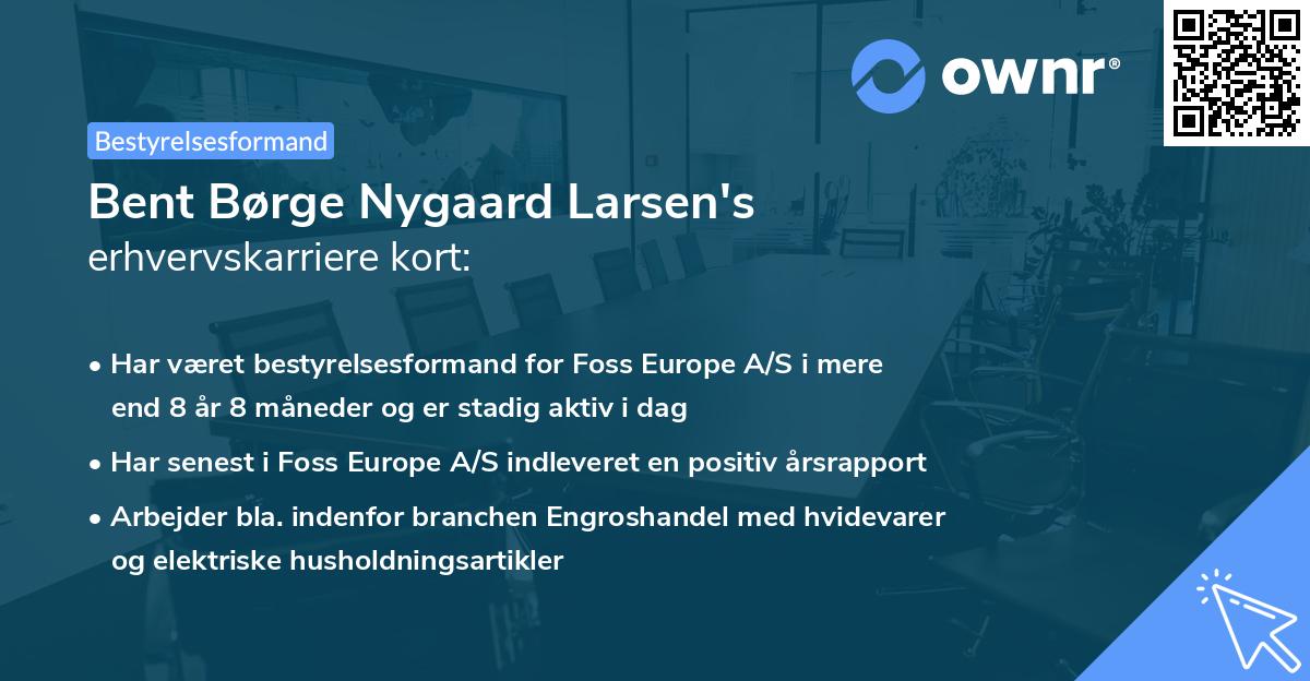 Bent Børge Nygaard Larsen's erhvervskarriere kort