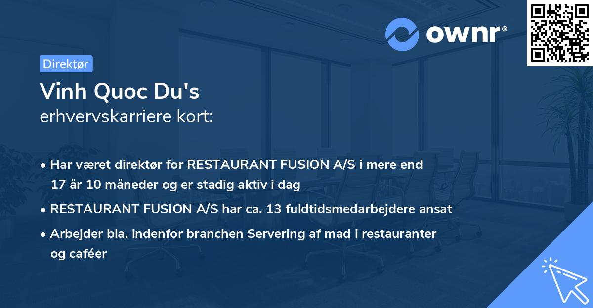 Vinh Quoc Du's erhvervskarriere kort