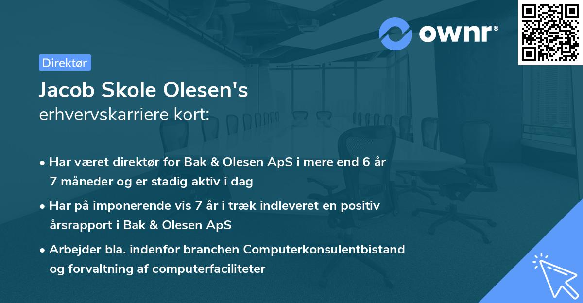Jacob Skole Olesen's erhvervskarriere kort