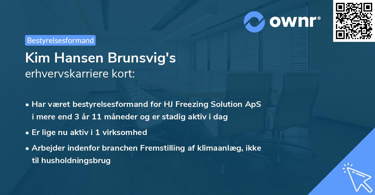 Kim Hansen Brunsvig's erhvervskarriere kort
