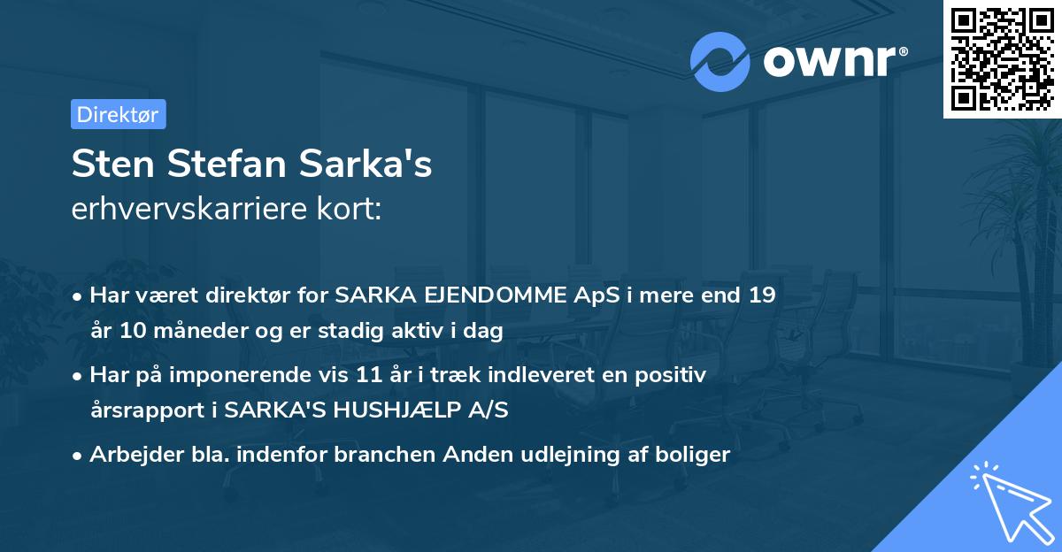 Sten Stefan Sarka's erhvervskarriere kort