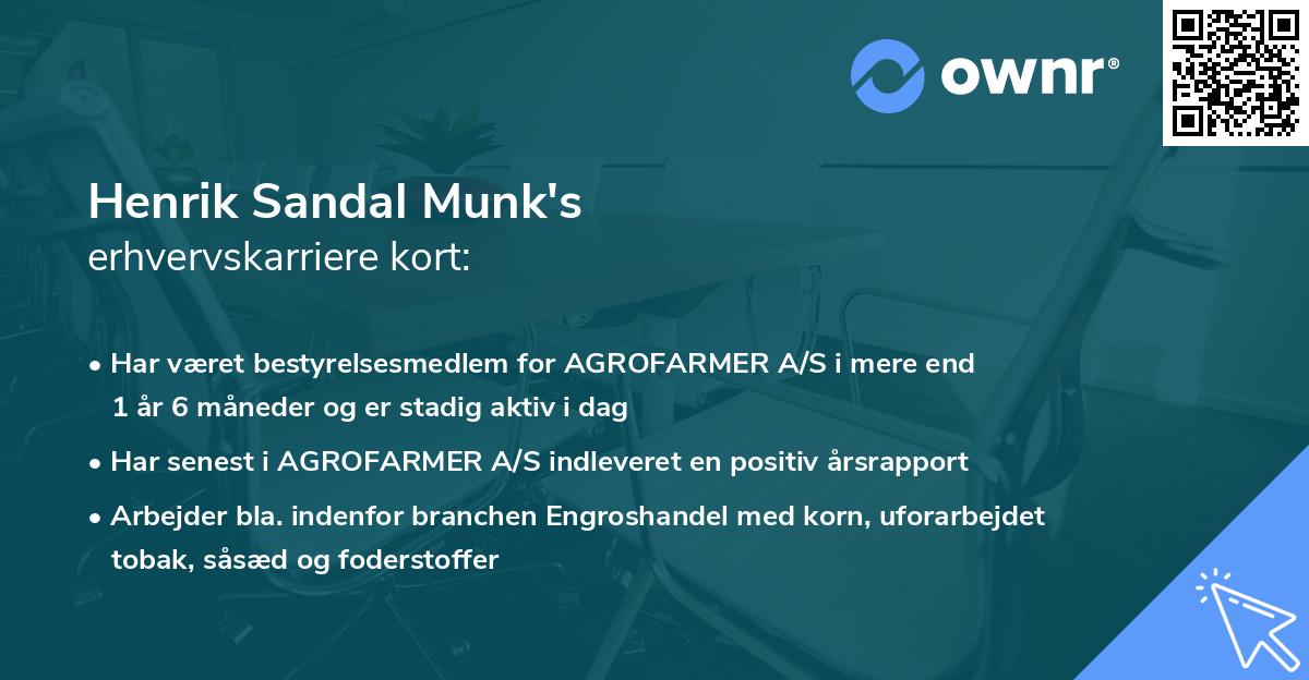 Henrik Sandal Munk's erhvervskarriere kort