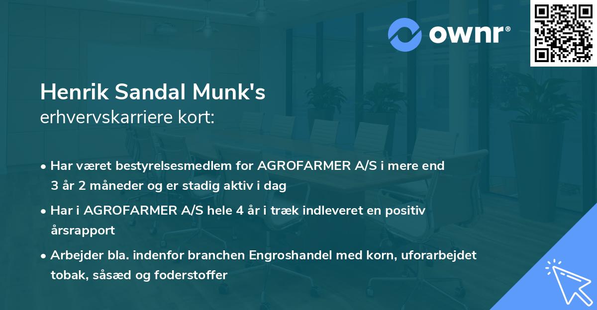Henrik Sandal Munk's erhvervskarriere kort