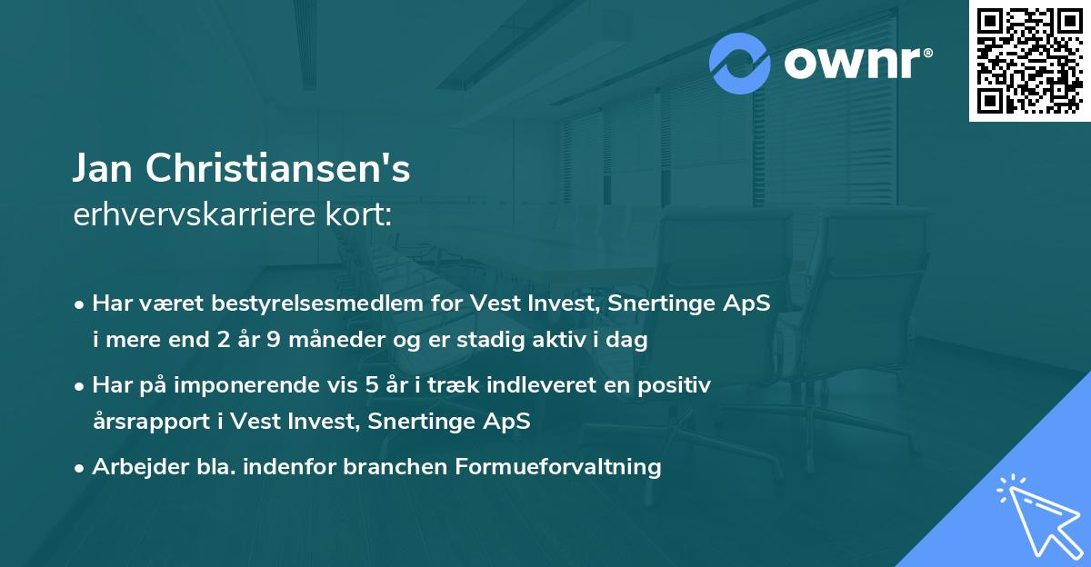 Jan Christiansen's erhvervskarriere kort