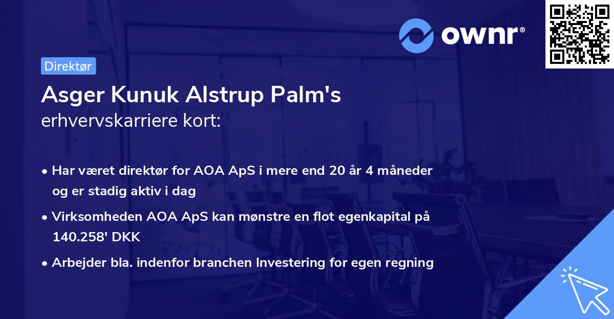 Asger Kunuk Alstrup Palm's erhvervskarriere kort