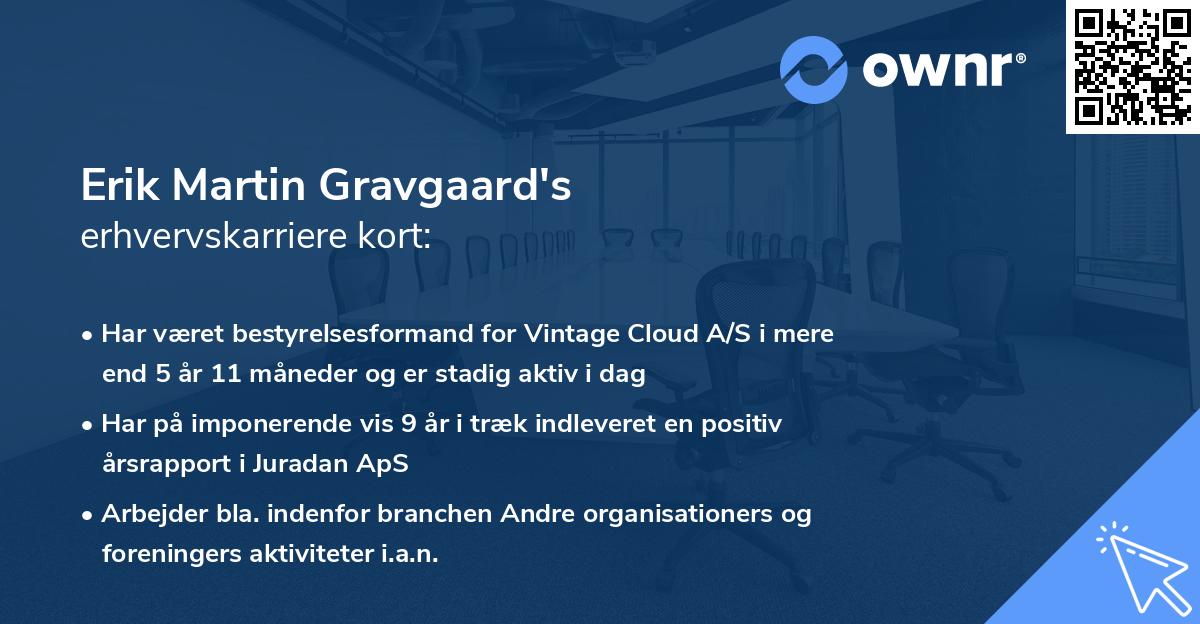 Erik Martin Gravgaard's erhvervskarriere kort