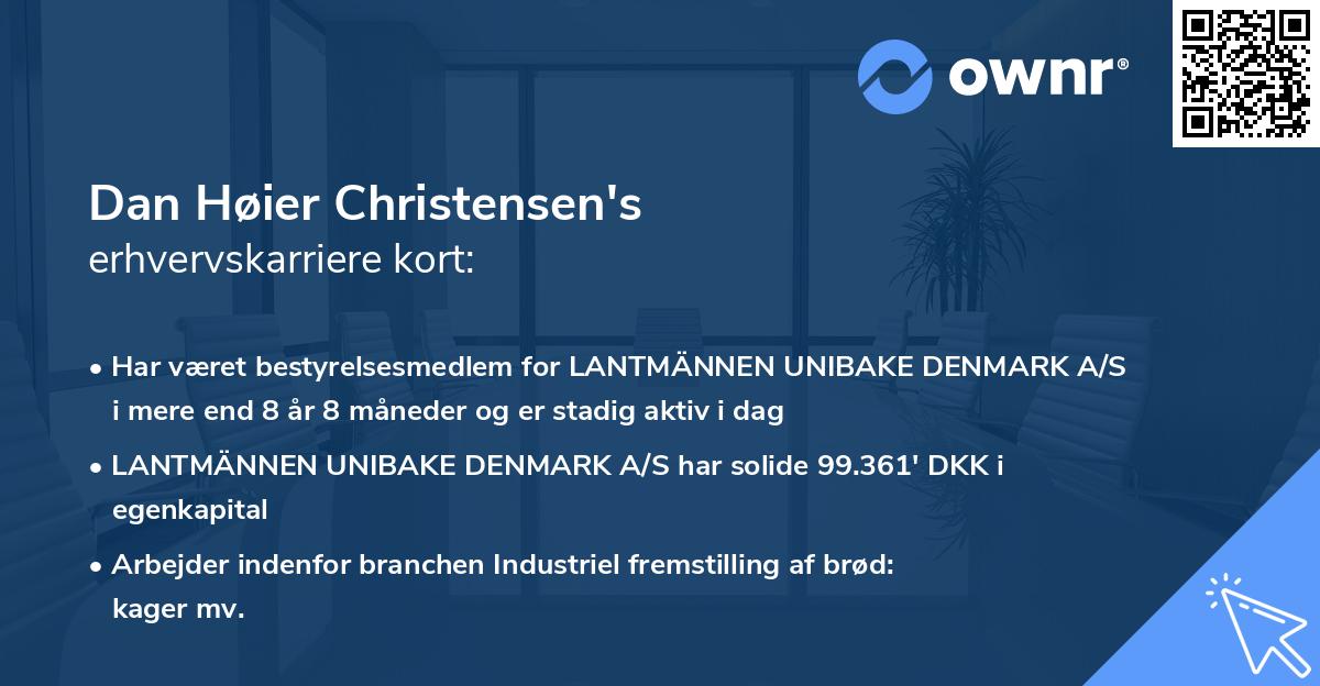 Dan Høier Christensen's erhvervskarriere kort