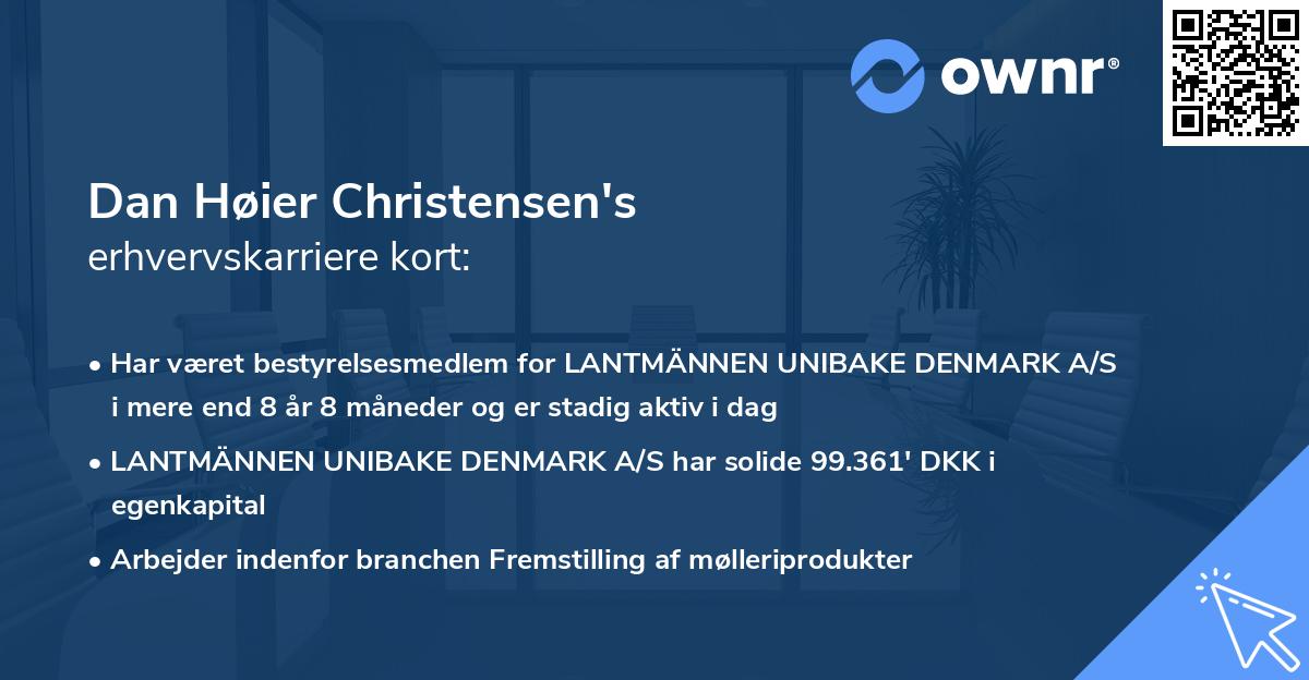 Dan Høier Christensen's erhvervskarriere kort